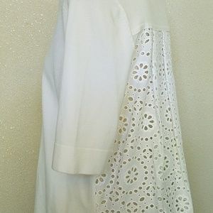 Ann Taylor White White Eyelet back sweater top